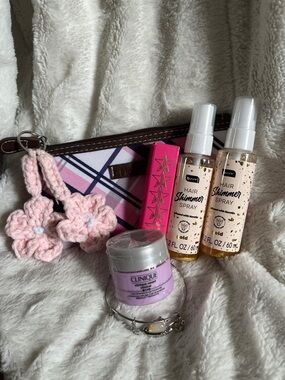 Modella Pink Plaid Wristlet with Pink Crochet (by me) Charm & Beauty Items